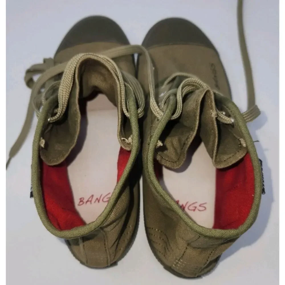 Bangs High-top Canvas Sneakers Khaki Shoes 